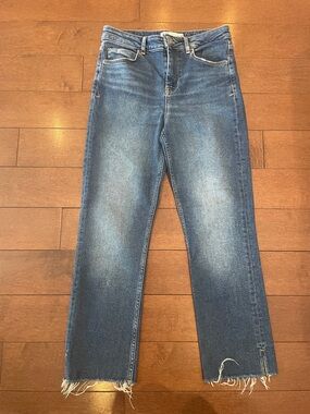 Zara Women's Straight Leg Jeans in Medium Blue Denim